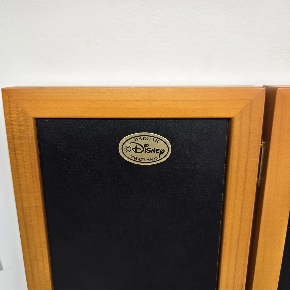 Disney Parks Mickey Mouse Ears Hinged 6 Picture Wood Trifold Photo Frame 8.75x14